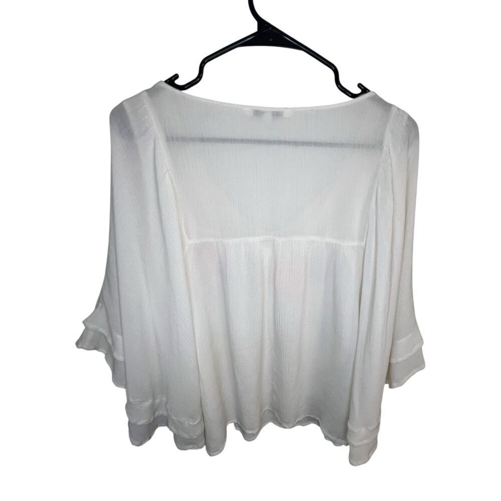 Blushing Heart Boho White Poncho Style Blouse With Colorful Tassels - Picture 5 of 5